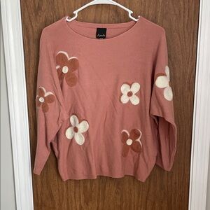 Apana Pink Floral Crew Neck Sweater